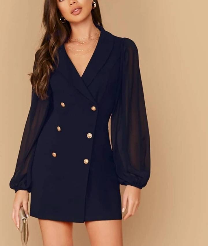 long gown with blazer