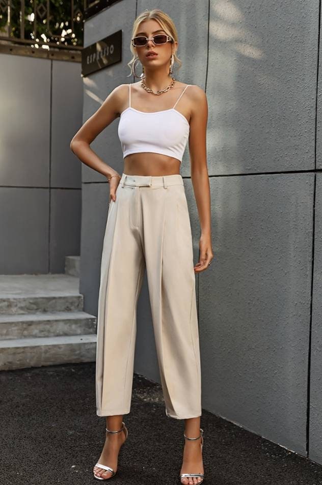 High Waist Lady Trousers Loose Casual 
