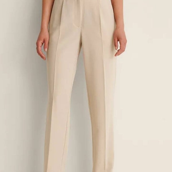 Tailored Pant for Women Pleated Work Trouser with Pockets Made to Measure