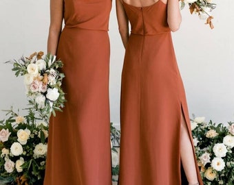 Sleeveless Chiffon Bridesmaid Long Dress Customizable Outfit Made to Measure Tailor Made