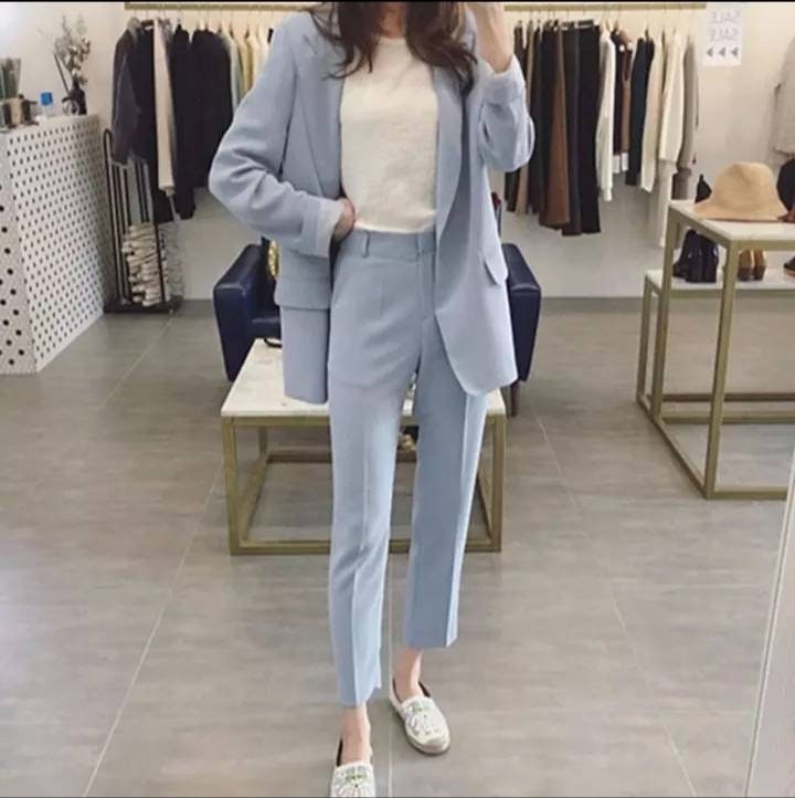 Women's Suit 2 Pieces Set Suit Ladies Solid Color Long - Etsy