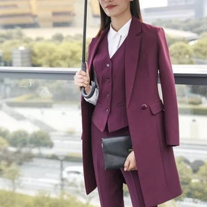 Three Pieces Suit/ Longline Blazer and Waistcoat With Trouser Made to ...