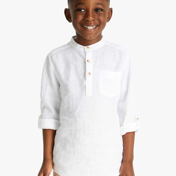 Boy's Linen Button Top