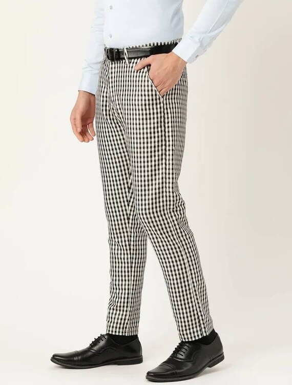 Pantaloni formali a quadri bianchi e neri da uomo Pantaloni a | Etsy Italia