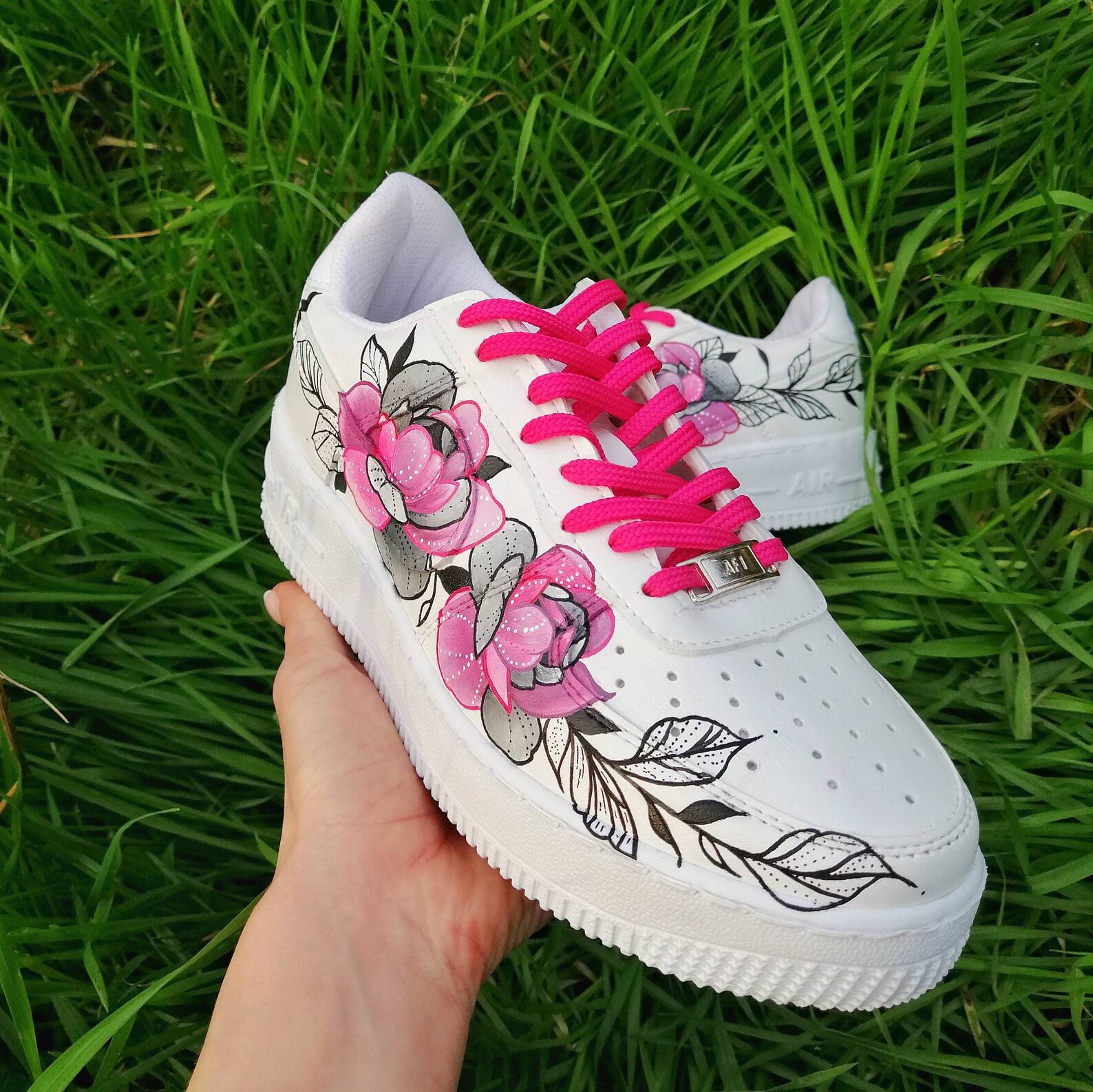 nike sneakers with flowers on them