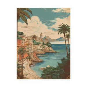 Mallorca Vintage Travel Poster - Mediterranean Coastal Wall Art - Etsy