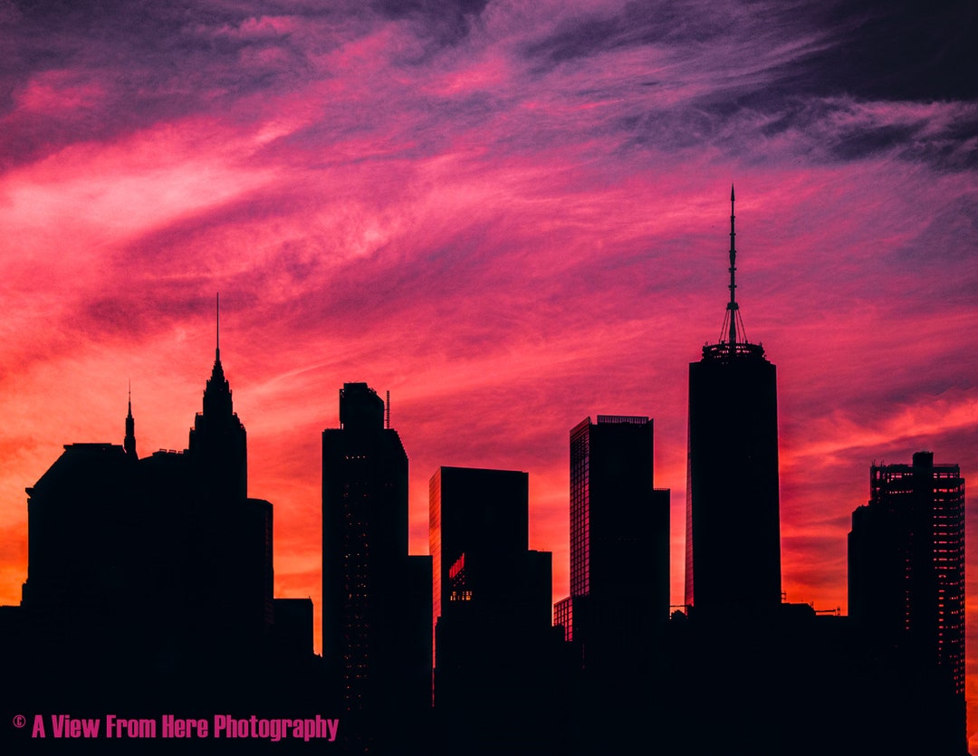 NYC Sunset Photography Print | Wall Art | Home Décor | Cityscape Print ...