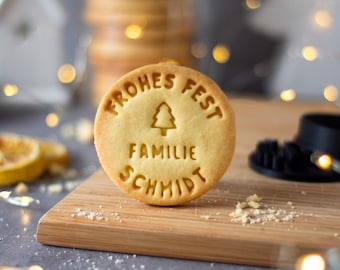 Cookie stamp Christmas personalized Happy Holidays | cookie cutter with name | Cookie stamp | Guest gift Christmas table decoration