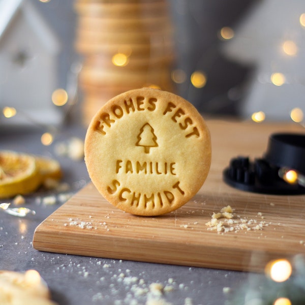 Cookie stamp Christmas personalized Happy Holidays | cookie cutter with name | Cookie stamp | Guest gift Christmas table decoration