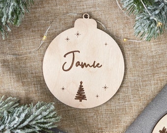 Christmas ball wood personalized with name | Christmas tree ball wood | Wooden ornament | Gift Pendant Wood | Bauble