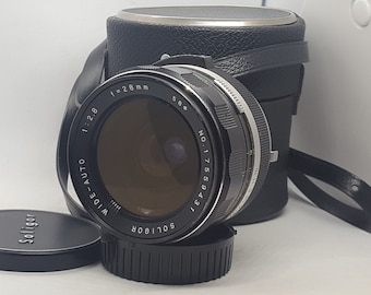 SOLIGOR Wide Auto 1:2.8 f=28mm for MINOLTA Camera w/ Caps & Case