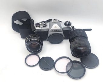 Pentax K1000 SLR 35mm Film Camera w/ Pentax-M f/2 50mm, Tokina AT-X 28-85mm, f/3.5-4.5, Macro Zoom Lens
