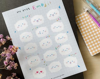 Emoji Mood Tracker Sticker Sheet | Planner, Journal Decor