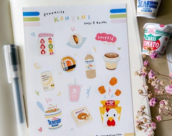 Feuille d'autocollants Konbini Cravings : autocollants de planificateur de cuisine japonaise