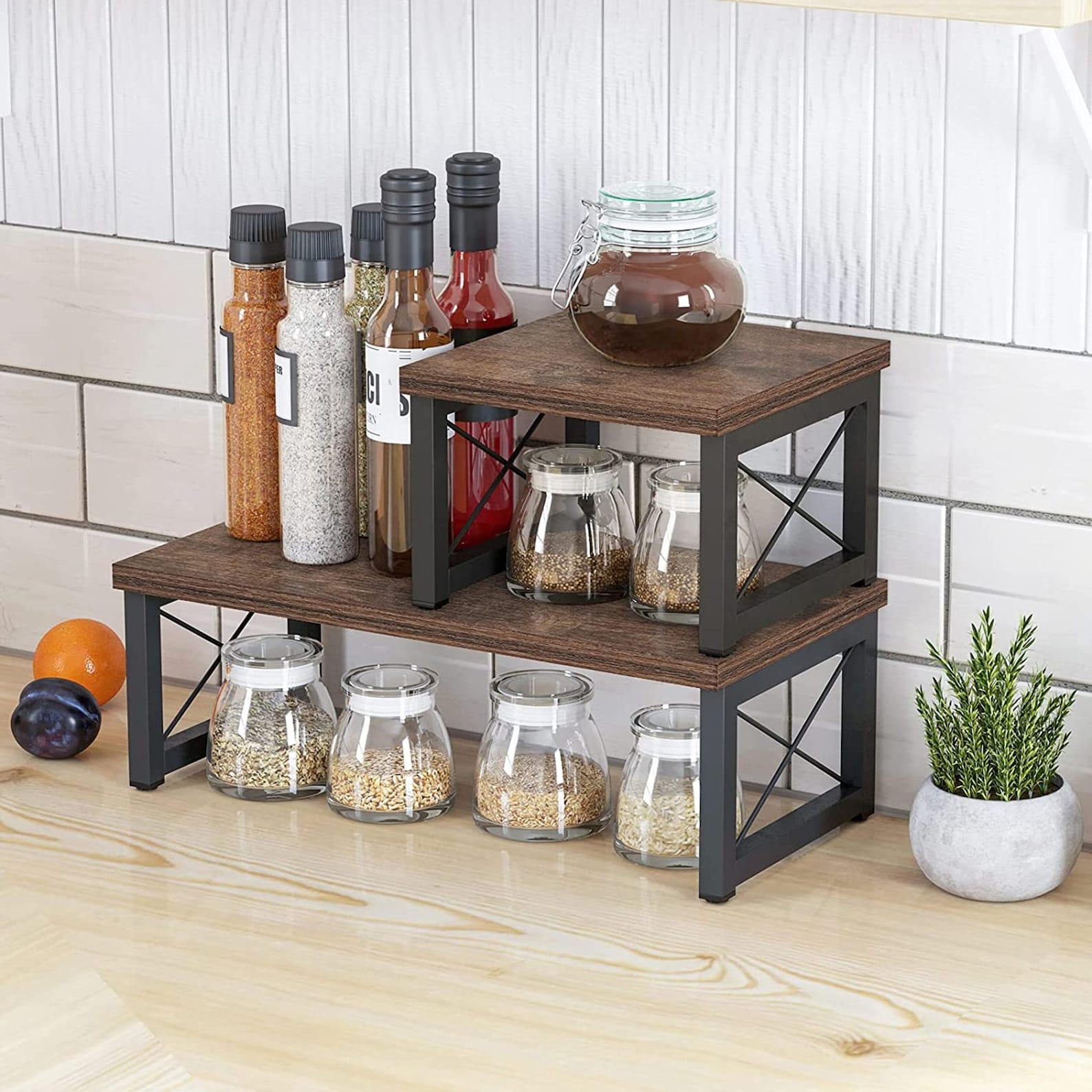 Kitchen Counter Shelf 2 Tier Stackable Kitchen Shelves Etsy