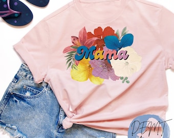 Mother's Day Shirt - Mother's Day Gift - Retro Mama T-shirt - Flower Mama Shirt