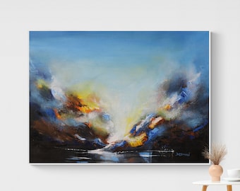 Large original abstract cloud painting  ,original canvas art ,colorful wall decor, original painting, abstract painting