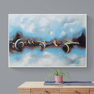 The Beach Joys Ocean Art Hand Painted Extra Large Heavy Textured Knife Palette coastal wall art, Abstract Oil Painting Contemporary Art