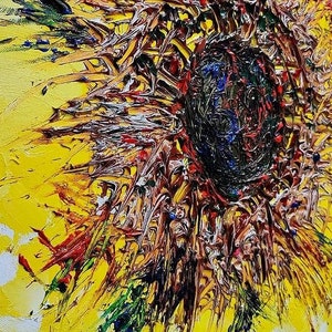 Sunflower painting  Abstract  modern art , living room original canvas decor, Wall Art, Hand-painted Heavy Textured Impasto Painting
