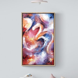 original painting, om art, wall art , yoga art , meditation wall decor , om canvas painting, cosmic art, colorful ,  textured Abstract