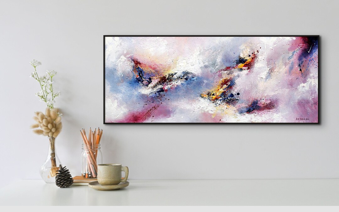Original Colorful Oil Painting on Canvas Abstract Art Decor Living Room ...