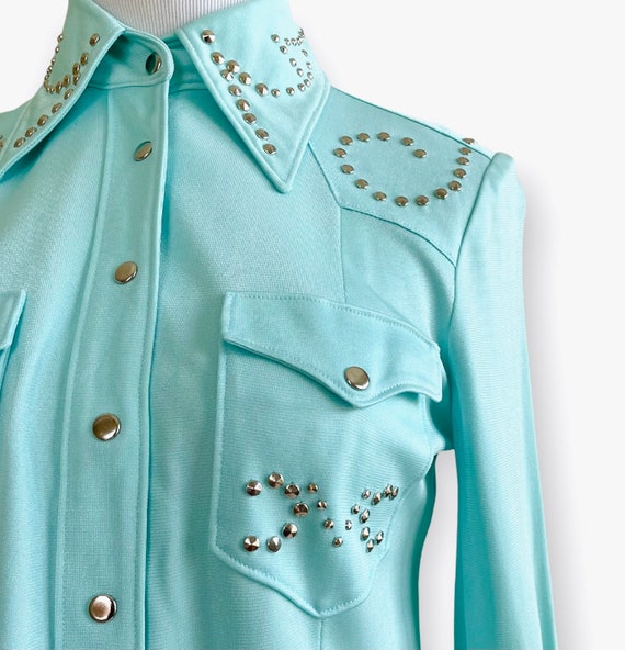 1970’s Studded Western Polyester Shirt - image 3