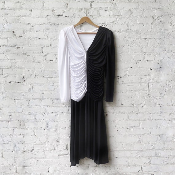 1980s Black and White Party Dress - image 7
