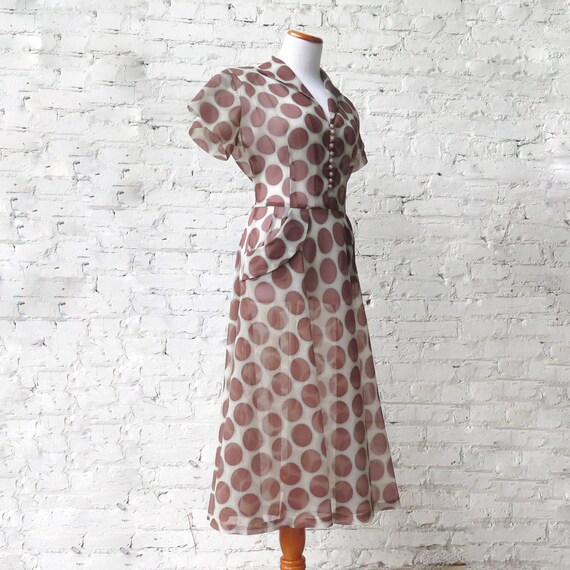 1940s Sheer Polka Dot Day Dress - image 8