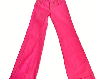 1970s Red Snap Fuchsia Bell Bottoms