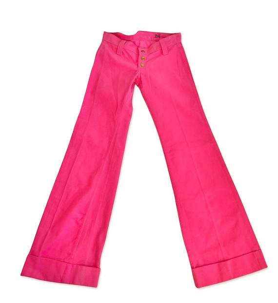 1970s Red Snap Fuchsia Bell Bottoms Etsy