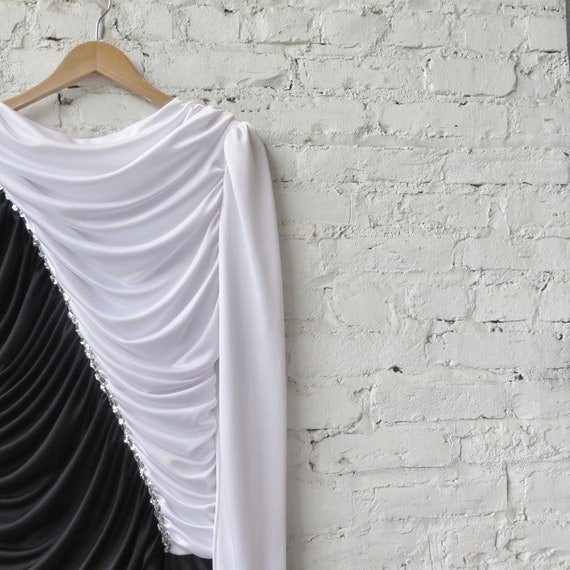 1980s Black and White Party Dress - image 2