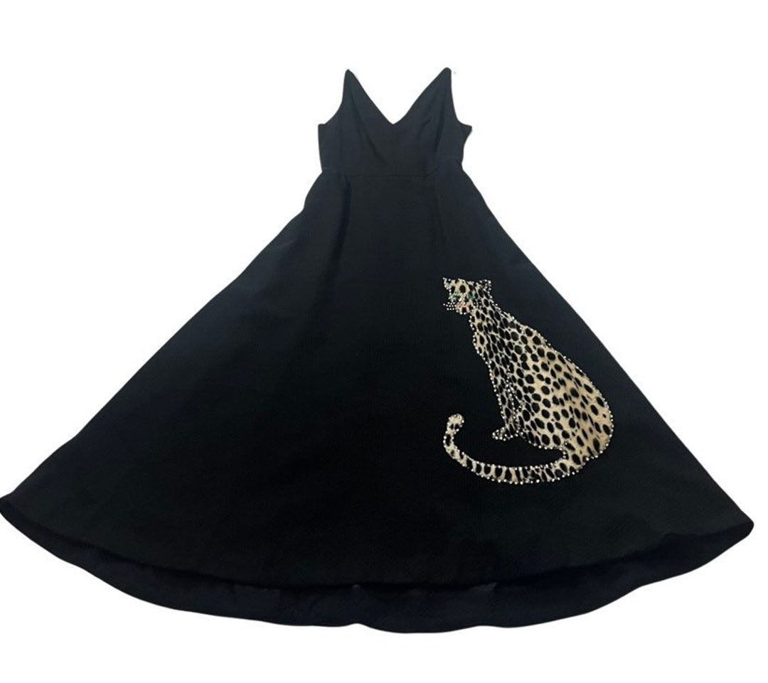 1970s Kitty Cat Maxi Dress Etsy