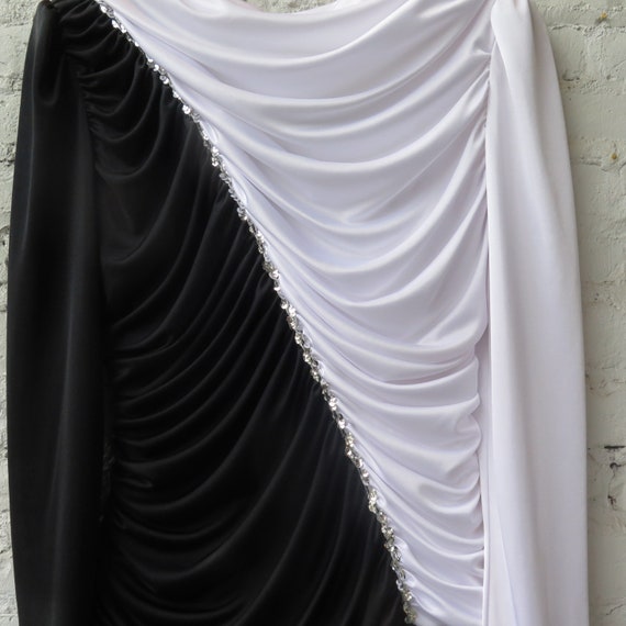 1980s Black and White Party Dress - image 4