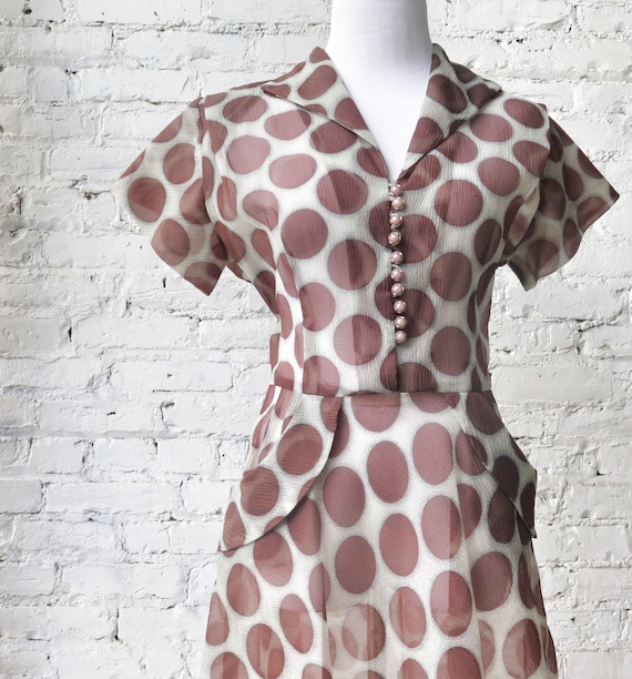 1940s Sheer Polka Dot Day Dress - image 2