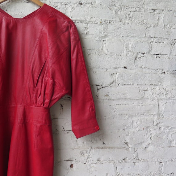 1980s Red Leather Dress - image 2