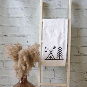 Camping Tea Towel | Decorative | Flour Sack Towel | Camper Gift | Hiker Gift | Cabin Decor | Camping Hand Towel | Wedding Gift | New Home