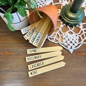 Segnapiante per erbe aromatiche / Paletti per nomi di giardini di erbe aromatiche / Etichette da giardino / Etichette per piante / Bastoncini di legno / Decorazioni per giardini di erbe aromatiche / Bastoncini per piante / Bastoncini per erbe aromatiche