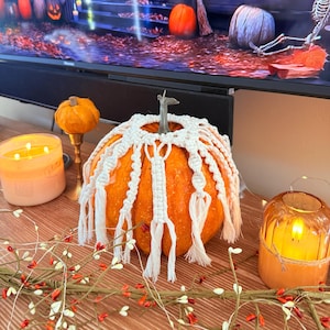 Macrame Pumpkin Cover | Boho Pumpkin Decor | Boho Fall Decor | Boho Wedding and Shower Decor | Boho Chic Fall | Macrame Fall Decor