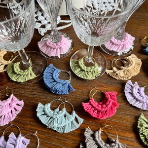 Macrame Wine Glass Charm | Set of 2 Wine Charms | Macrame Charm | Boho Charm | Wine Glass Decor | Boho Chic Style | Wine Decor | Bar Decor