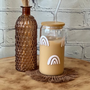 Boho Rainbow Glass Can | Iced Coffee Glass | Iced Tea Glass | Beer Glass Can | Glass Tumbler | Modern Boho | Hippie Style | Mom Gift Idea