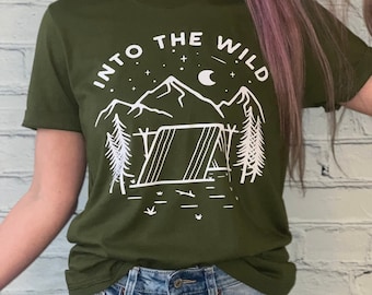 In het wilde T-stuk | Avontuur T-shirt | Wandelshirt | Kampeer T-shirt | Berghemd | Natuurliefhebber | Overhemd buitenshuis | Wandelaar cadeau