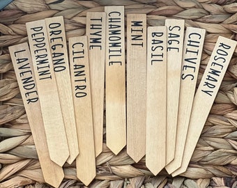 Herb Plant Markers | Herb Garden Name Stakes | Garden Labels | Plant Tags | Wooden Sticks | Herb Garden Decor | Plant Sticks | Herb Sticks