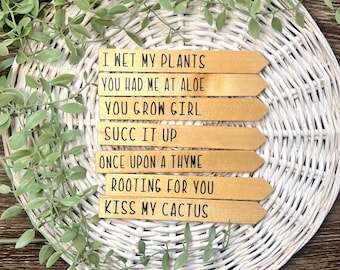 Funny Herb Plant Markers | Punny Herb Garden Stakes | Garden Sayings | Plant Sayings | Wooden Sticks | Herb Garden Decor | Plant Decor