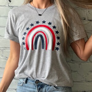 Red, White, and Blue Rainbow Tee | Fourth of July Shirt | Memorial Day T-shirt | Independence Day | Stars and Stripes | Boho Summer Shirt