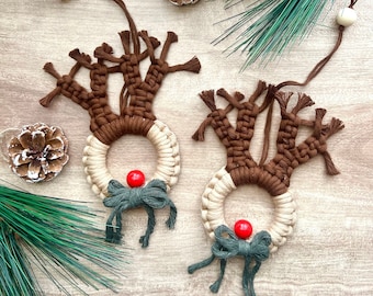 Reindeer Ornament | Christmas Tree Ornament | Macrame Ornament | Boho Christmas Decor | Holiday Decor | Boho Ornaments | Stocking Stuffer