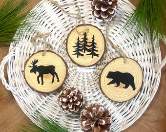 Wood Slice Ornaments | Christmas Tree Ornament | Travel Ornament | Cabin Christmas Decor | Woodland Animals | Stocking Stuffer