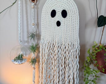 Macrame Ghost Wall Hanging | Halloween Wall Art | Trendy Halloween Ghost Decor | Spooky Vibes | Boho Halloween Wall Hanging | Spooky Season
