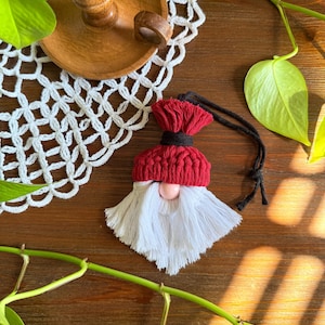 Macrame Gnome | Christmas Cottagecore | Seasonal Gnome | Gnome Decor | Cottagecore Decor | Cottagecore Gnome | Whimsical Holiday Gnome