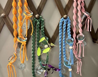 Colorful Macrame Propagation Jars | Macrame Propagation Station | Prop Jar Set | Garden Decor | Indoor Garden Decor | Plant Lover Gift