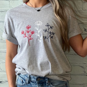 Red, White, and Blue Wildflowers Tee | Fourth of July T-shirt | Memorial Day Shirt | Patriotic | Flowers | Floral | Summer Shirt | Boho
